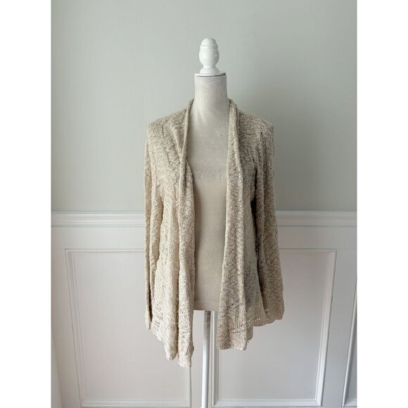 United States Sweaters Tan Pointelle Open Cardigan XL - Picture 1 of 4